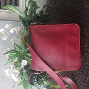 Vintage Coach Red Saddle Studio Flap Convertible Leather Crossbody Bag.Purse.